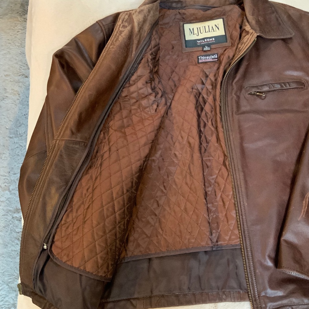 Wilson’s Brown L Leather Vintage Jacket Thinsulate removable liner Classic Y2K - Picture 4 of 12